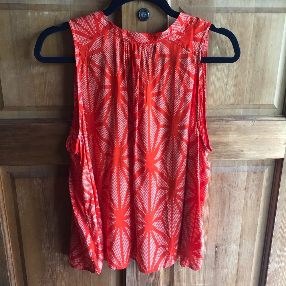 Anthro Maeve Orange geometric print tank size 8 - Picture 5 of 6